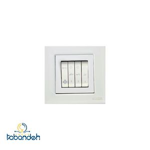 کلید کولر چهارپل BEKER  مدل گلس سفید با قاب کریستال سفید